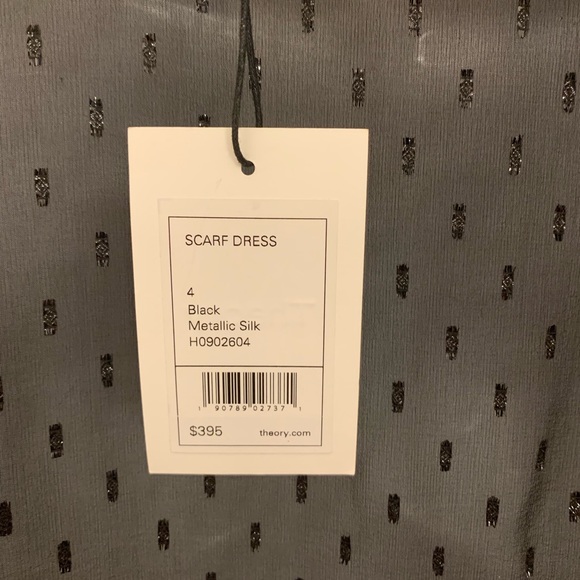 THEORY Black Metallic Silk Scarf Dress 4 - Picture 7 of 8